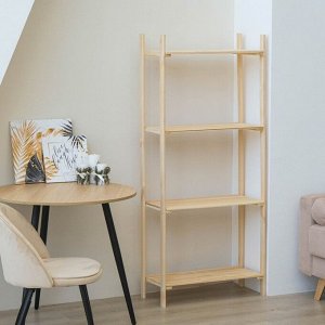 Стеллаж деревянный, 4 полки, 160x73x30 см, сосна, напольный, «Добропаровъ»