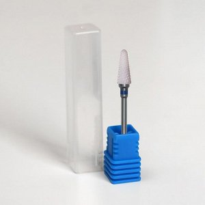 Фреза керамическая для маникюра «Конус скруглённый», средняя нарезка, 6 ? 14 мм, в пластиковом футляре, цвет белый