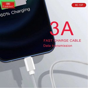 Кабель Earldom Quick Charge 3A USB на Type C или iOS Lightning Apple зарядный кабель