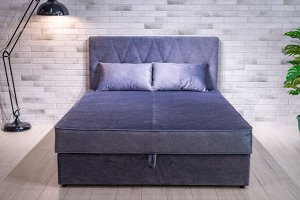 Кровать Беатрисс с высокой(1,1) спинкой 1,6  НПБ ромб + 2 подушки