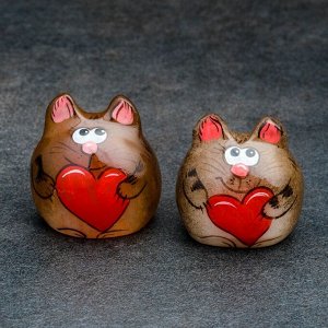 Сувенир «Котенок Веня», с сердечком 3,5?3 см, селенит