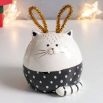 Сувенир керамика &quot;Котик-пузанчик с золотыми ушками&quot; 10,8х10,8х10,3 см