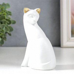 Фигурка полистоун «Белая кошка с золотыми ушками», 4x6.5x10.7 см