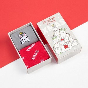 Набор новогодних женских носков KAFTAN "Xmas" размер 36-40 (23-25 см), 2 пары