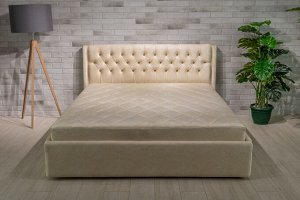 Кровать Беатрисс с каретной стяжкой 1,8  НПБ + 2 подушки