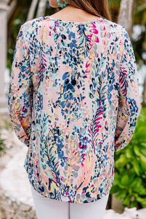 Удлиненная блузка с рукавом 3/4 и цветочным принтом