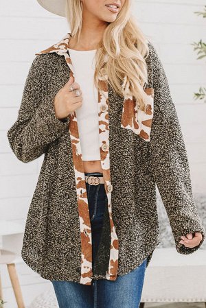 Леопардовая куртка-рубашка в стиле пэчворк