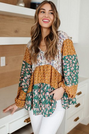 Свободная блузка с цветочным принтом в стиле колор блок
