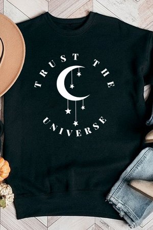 Black Trust The Universe Starmoon Graphic Sweatshirt
