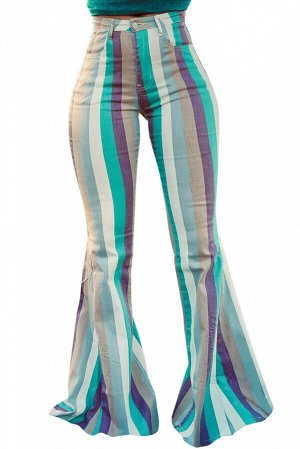 VitoRicci Цветные полосатые джинсы-клеш с необработанным краем
