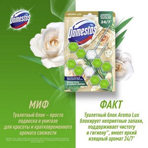 NEW ! Domestos Aroma Lux Duo арома-блок для очищения унитаза Свежесть зеленого чая, блокировка неприятного запаха 2 х 50 гр