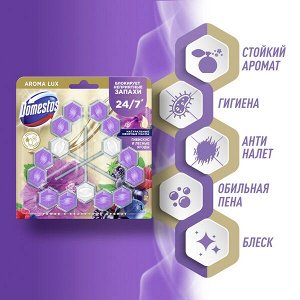 NEW ! 2+1 Domestos Aroma Lux Trio арома-блок для очищения унитаза Сказочный аромат, блокировка неприятного запаха 3 x 50 гр