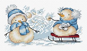Набор для вышивания крестиком на канве от торговой марки «Жар-Птица» М-721 «Забавные Снеговики».