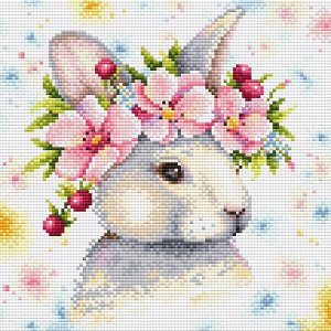 Набор алмазной мозаики от торговой марки «Brilliart» MC-138 «Кролик в цветах. Стразы».