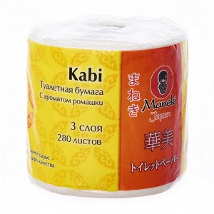МАNEKI Туалетная бумага трёхслойная Kabi жёлтая 40м с аром. ромашки 1*10 /100/ТР043