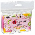 МАNEKI Палочки ватные гигиен. Lovely с розовым пласт.стиком 200 шт/упак. zip-пакет /120/ СВ920