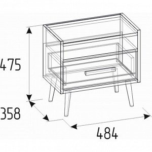 Тумба прикроватная Nature 41, 484 ? 358 ? 475 мм, цвет гаскон пайн