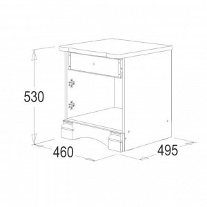 Тумба с 1-м ящиком «Ольга 1Н», 460 ? 495 ? 530 мм, цвет белый экспо / ясень анкор светлый