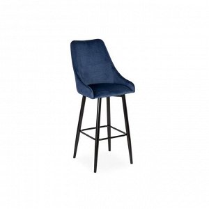 Барный стул Хэнк Аврора 16 синий/ Хард металл Черный глянец