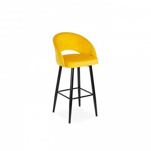 Барный стул Мирелла Аврора 09 желтый велюр/ Хард металл Черный глянец