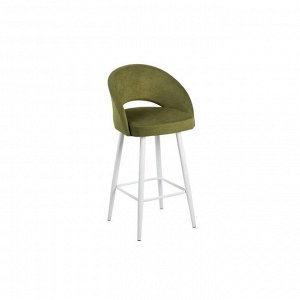 Барный стул Мирелла Аврора 08 зеленый велюр/ Хард металл Белый