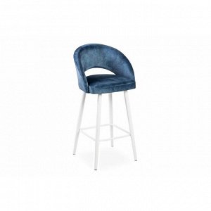 Барный стул Мирелла Мрамор 14 синий велюр/ Хард металл Белый