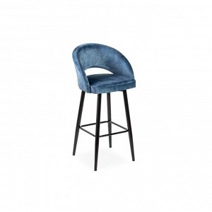 Барный стул Мирелла Мрамор 14 синий велюр/ Хард металл Черный глянец