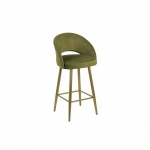 Барный стул Мирелла Аврора 08 зеленый велюр/ Хард металл Золото