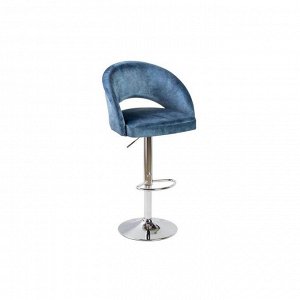 Барный стул Мирелла Мрамор 14 синий велюр/ Хром