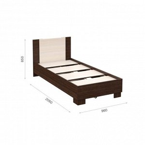 Кровать «Аврора» без ПМ, 90 ? 200 см, со встроенным основанием, цвет венге / дуб молочный