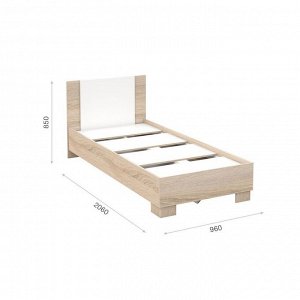 Кровать «Аврора» без ПМ, 90 ? 200 см, со встроенным основанием, цвет сонома / белый