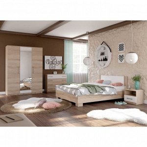 Кровать «Аврора» без ПМ, 90 ? 200 см, со встроенным основанием, цвет сонома / белый