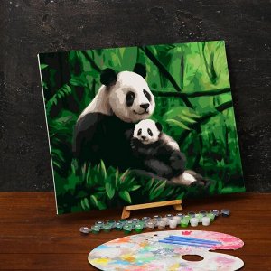 Картина по номерам на холсте с подрамником «Панды. Мама и малыш» 40х50 см