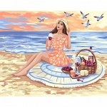 Картина по номерам на холсте с подрамником «Пикник на пляже» 40х50 см