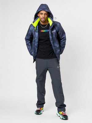 Спортивная куртка мужская зимняя темно-синего цвета 78018TS