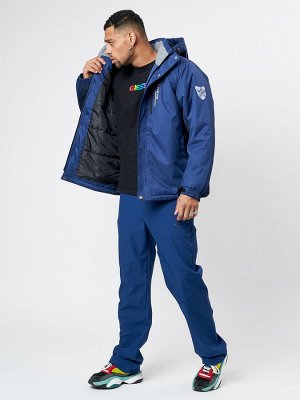 Спортивная куртка мужская зимняя темно-синего цвета 78016TS