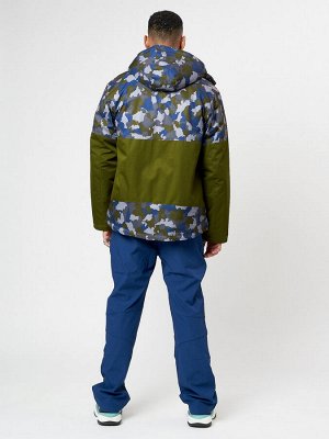 Спортивная куртка мужская зимняя цвета хаки 78015Kh