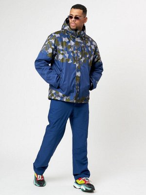 Спортивная куртка мужская зимняя темно-синего цвета 78015TS