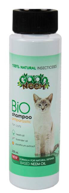 ШАМПУНЬ от блох "GOOD NEEM-BiO" для КОШЕК и котят (с маслом дерева ним) 250мл.