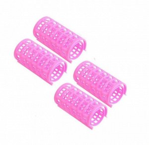 Пластиковые бигуди с фиксатором, диаметр 2.5 см, 4 шт Розовый