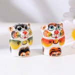 Сувенир «Кот с бантом», 3 см, цвет, гжель