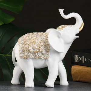 Фигура "Слон" белый/золото, 19х7х20см