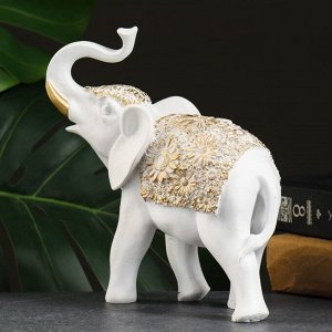 Фигура "Слон" белый/золото, 19х7х20см