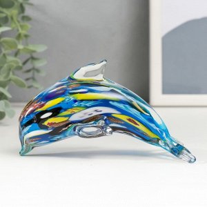 Сувенир стекло "Дельфин многоцветный" под муранское стекло МИКС 8,5х12 см