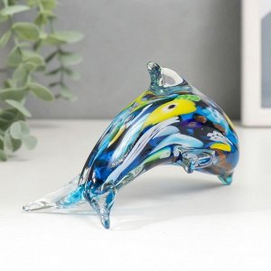 Сувенир стекло "Дельфин многоцветный" под муранское стекло МИКС 8,5х12 см