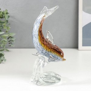 Сувенир стекло "Дельфин на волне" под муранское стекло МИКС 20,5х10 см