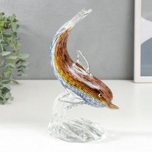 Сувенир стекло "Дельфин на волне" под муранское стекло МИКС 20,5х10 см
