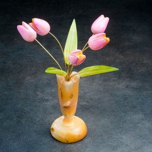 Сувенир «Тюльпаны в вазе», 5 цветков, 11x 22 см, селенит