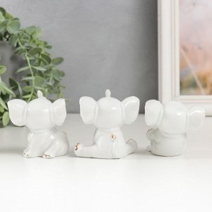 Сувенир керамика "Три белых слонёнка" набор 3 шт 69х6,5х3,5 см