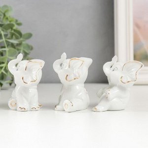 Сувенир керамика "Три белых слонёнка" набор 3 шт 69х6,5х3,5 см